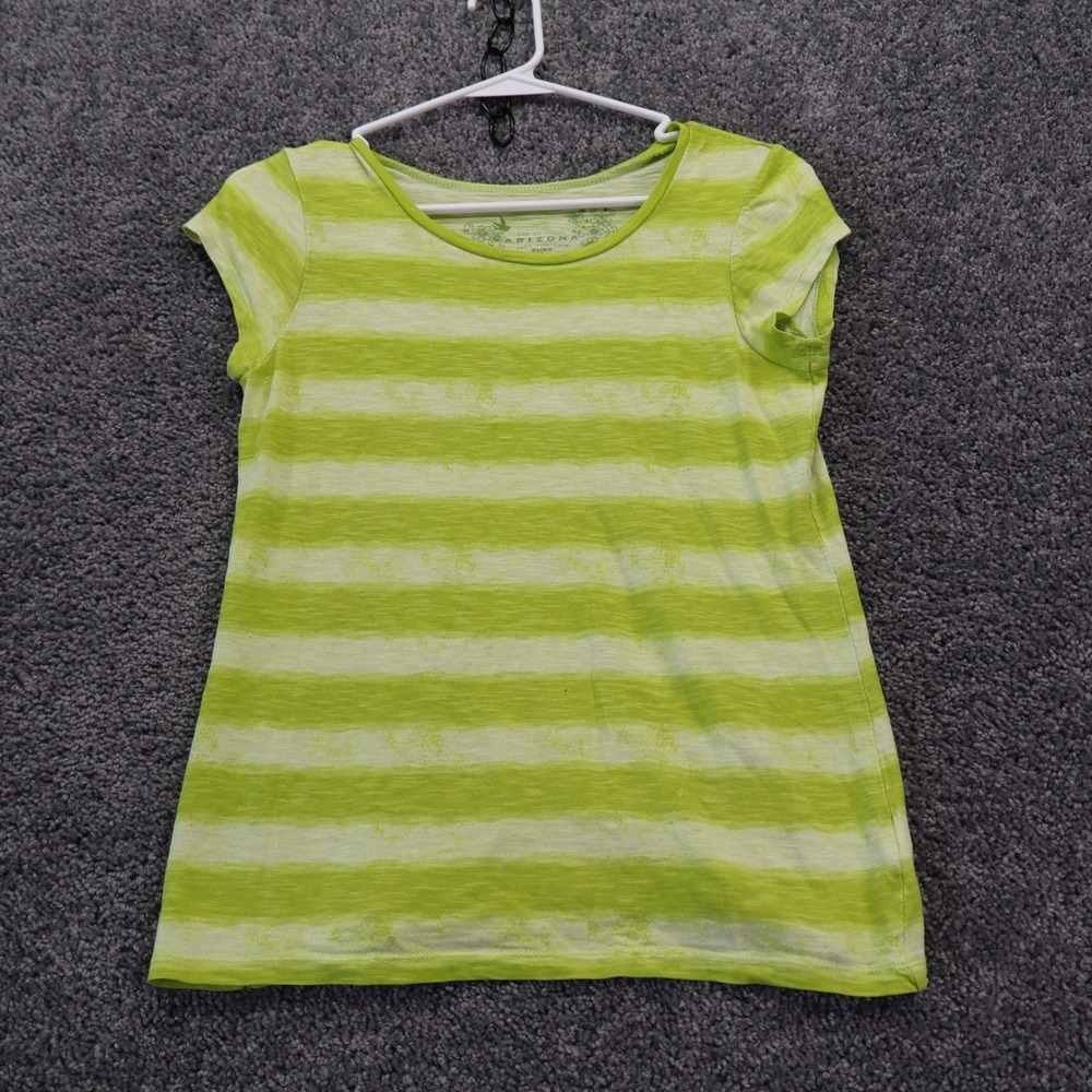 Arizona T Shirt Womens Extra Large Green Striped Short Sleeve Cotton